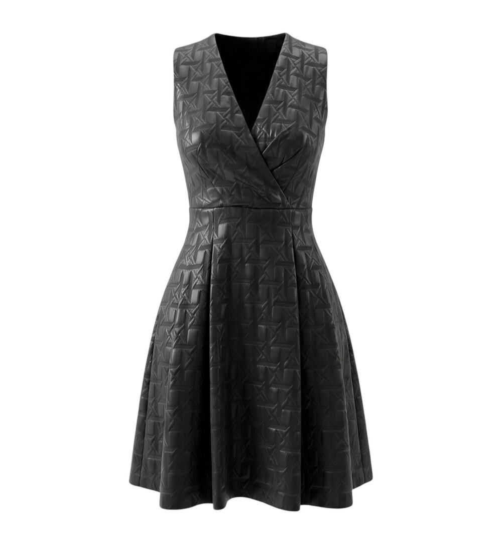 Black Metallic Jacquard Fit Flare Dress 4 Kirna Zabete Target Pockets